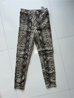 Zara Black and Beige Snake-Print Jeans